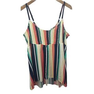 Torrid Cami Top 2 2X Striped 18/20 Smocked Sleeveless Babydoll Y2K Multicolor